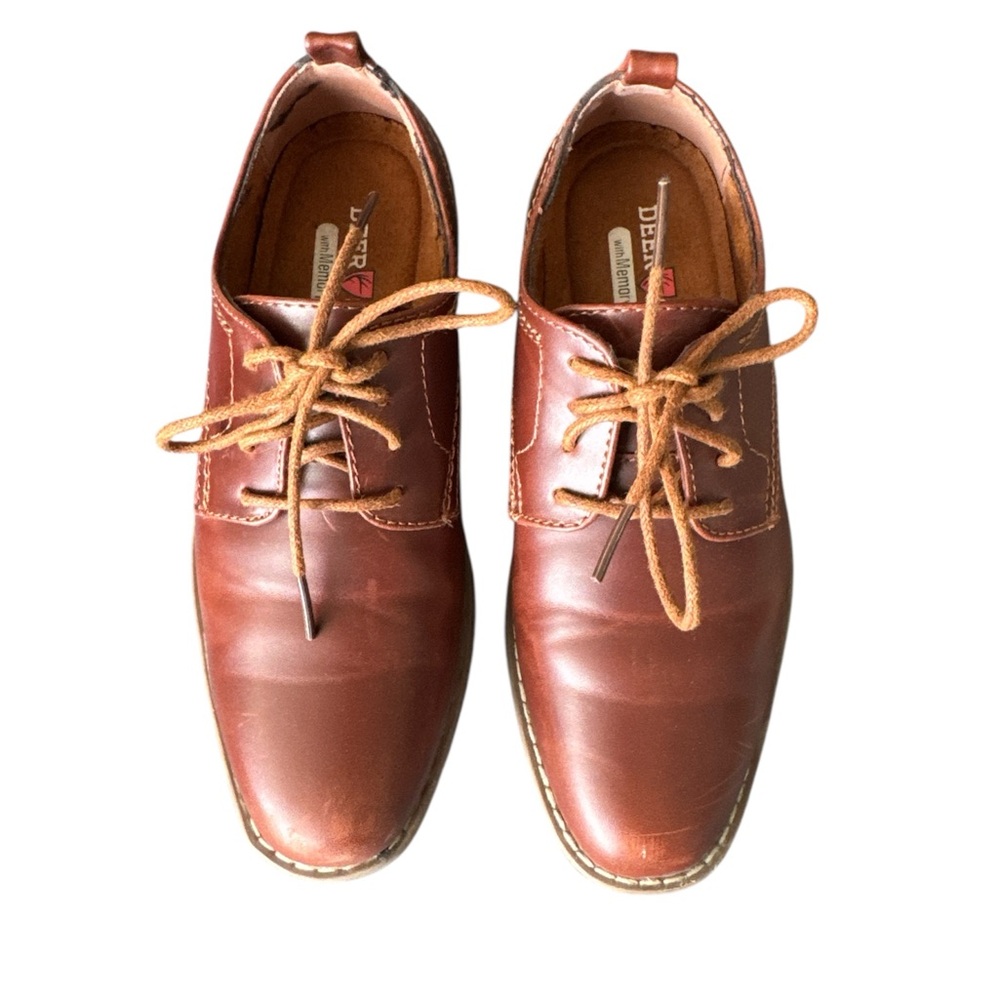 Deer Stags Boys Brown Dress Shoes Size 1 Lace-Up Formal Wedding
